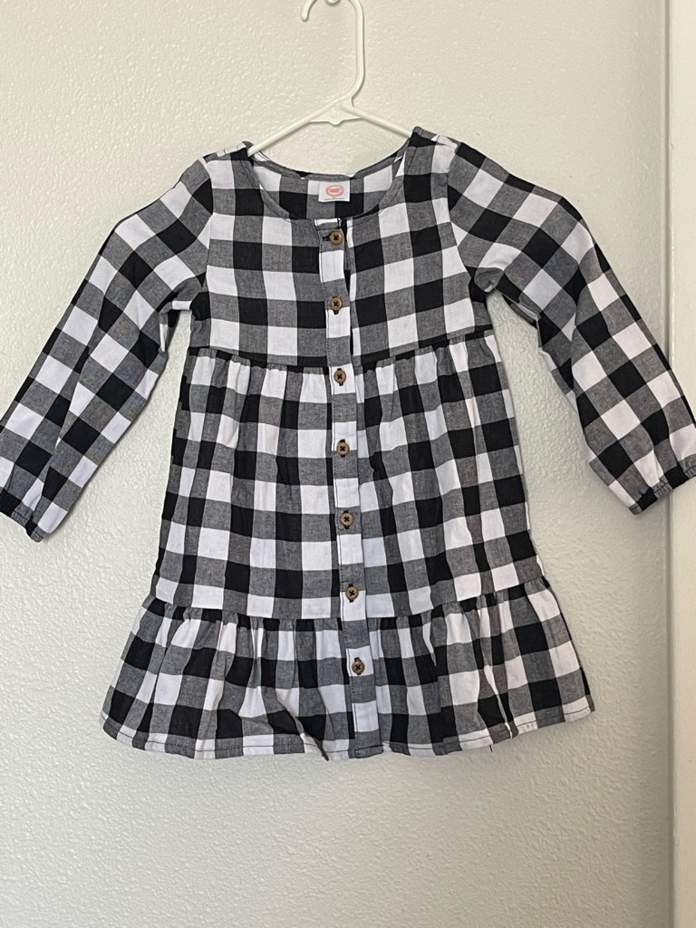 wonder nation Black and White Gingham Button-Front Dress